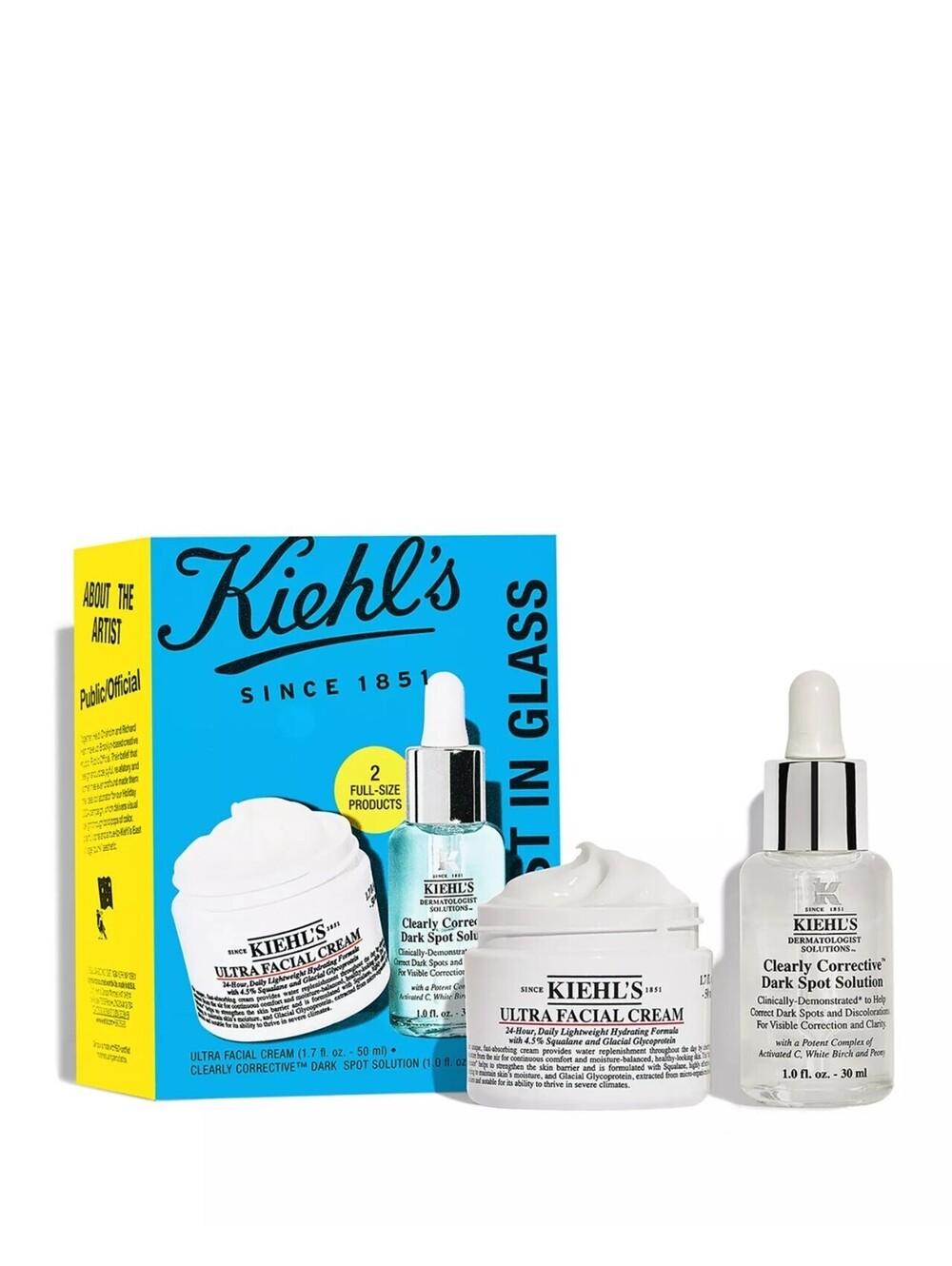 104$ Kiehl's Since 1851 Best in Glass Skincare Set Size One 1.7 oz.
